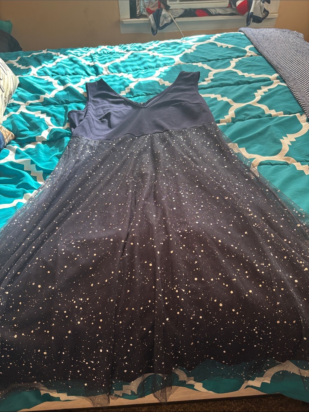 Women's Navy Blue Sparkle Tulle Dress